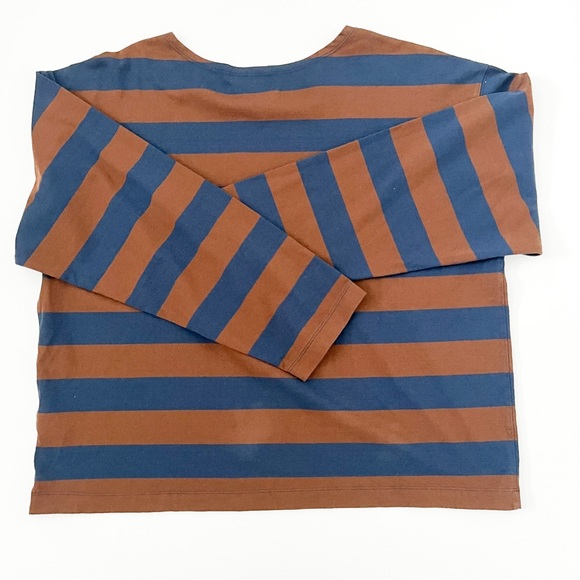 Everlane The Modern Breton Tee Multiple Color Carob and Navy Size XL - Picture 4 of 8